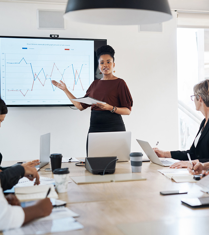 woman presenting in meeting