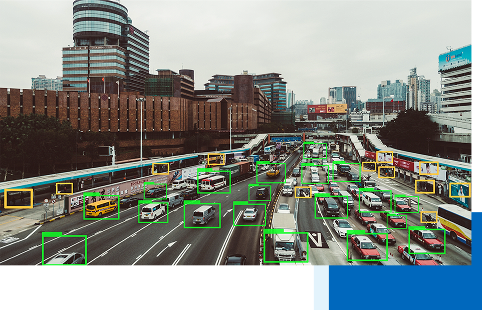 Computer vision recognizes cars on the highway