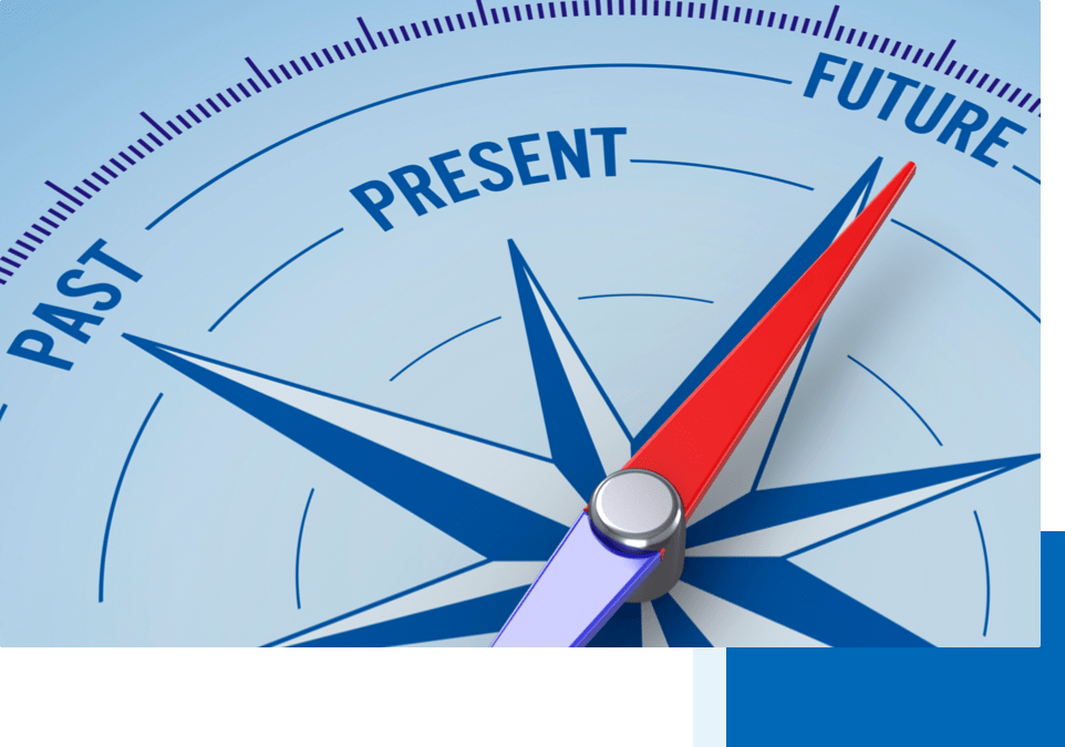 Compass needle pointing to Future