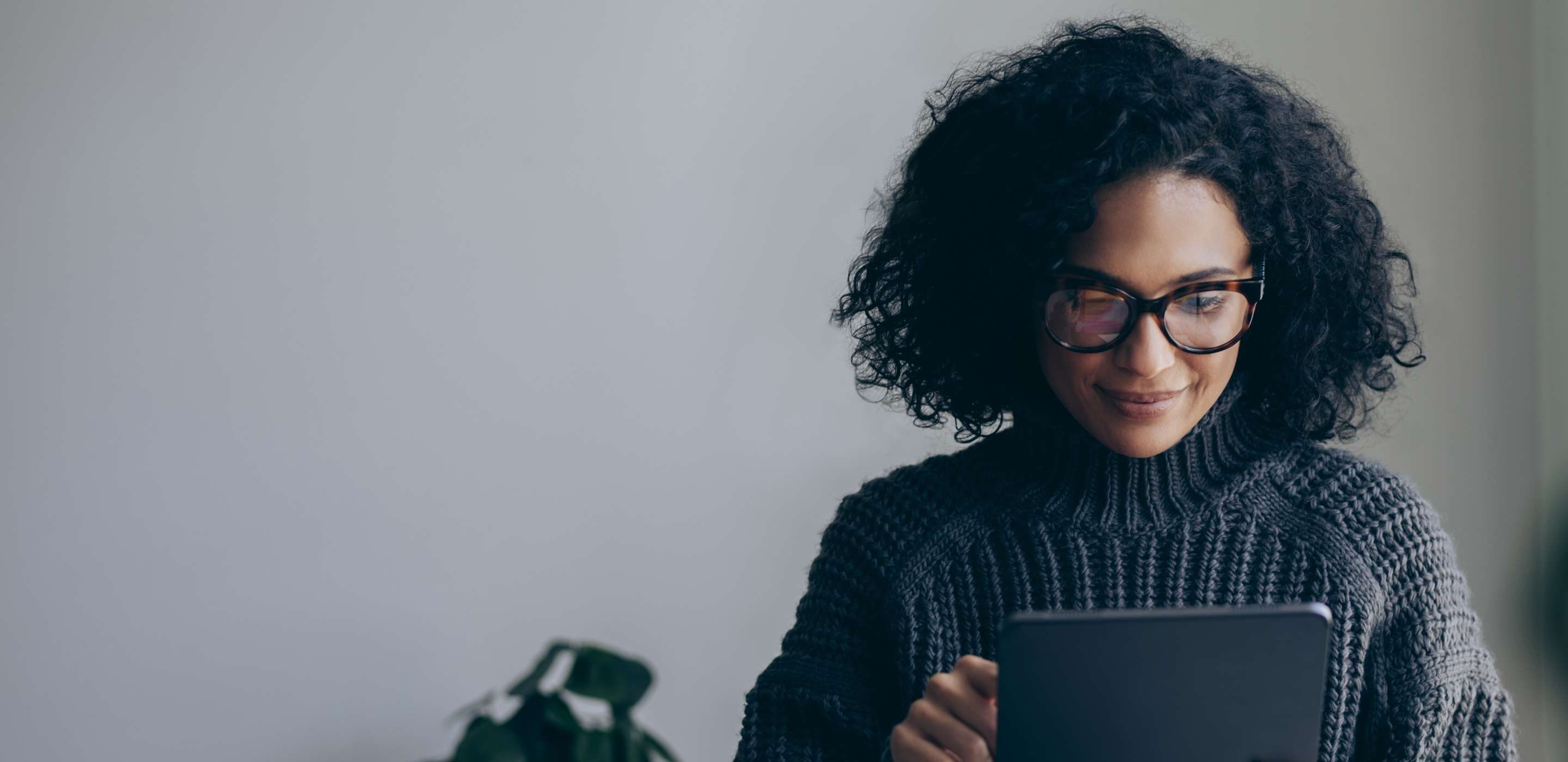 Woman working on a tablet