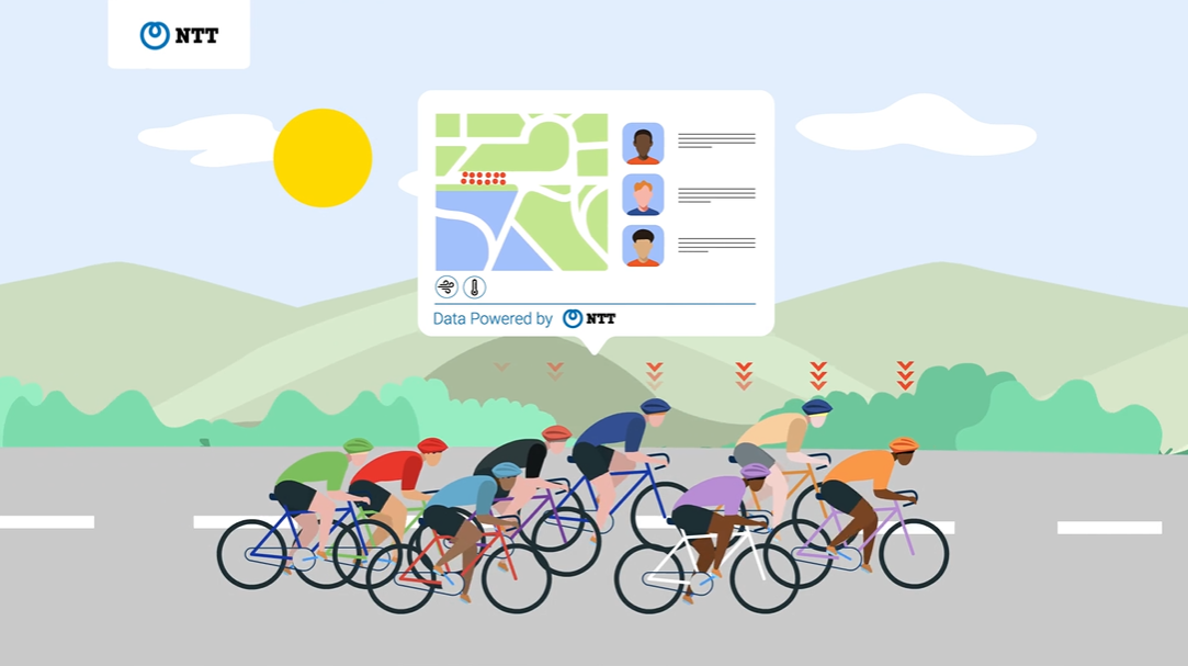 NTT illustration showcasing cyclists