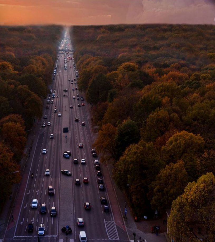 Aerial view of highway