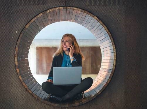 Woman sitting inside a circle