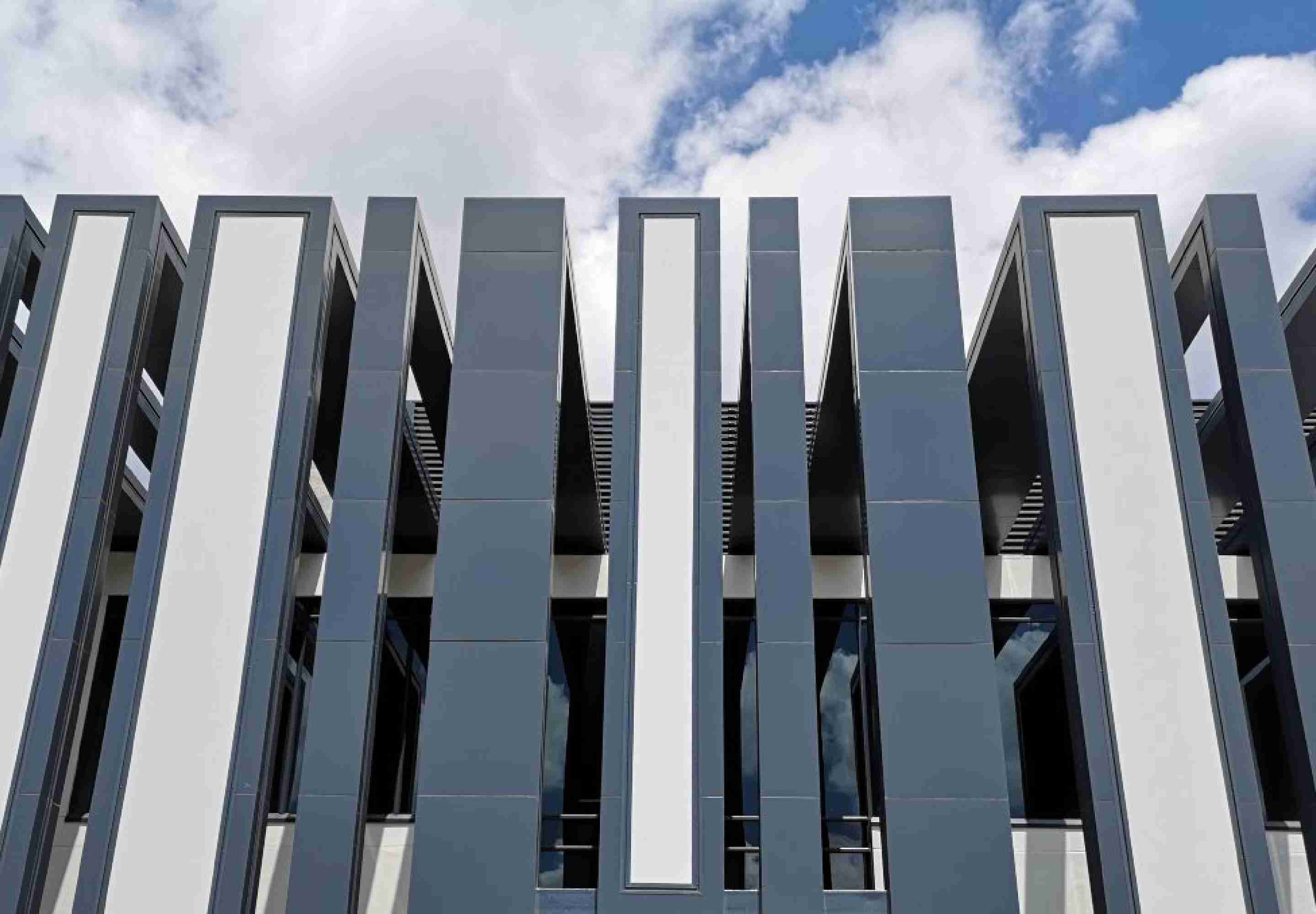 Grey and white building