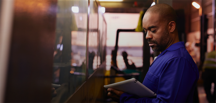 Man working on a mobile device