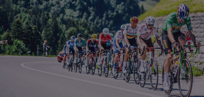 Racers on the road on a stream line