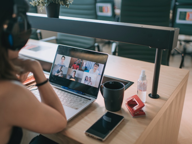 Woman attending online class